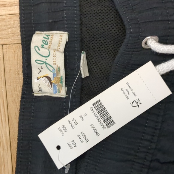 JCrew Black Seersucker Swim Trunks NWT - Picture 2 of 3